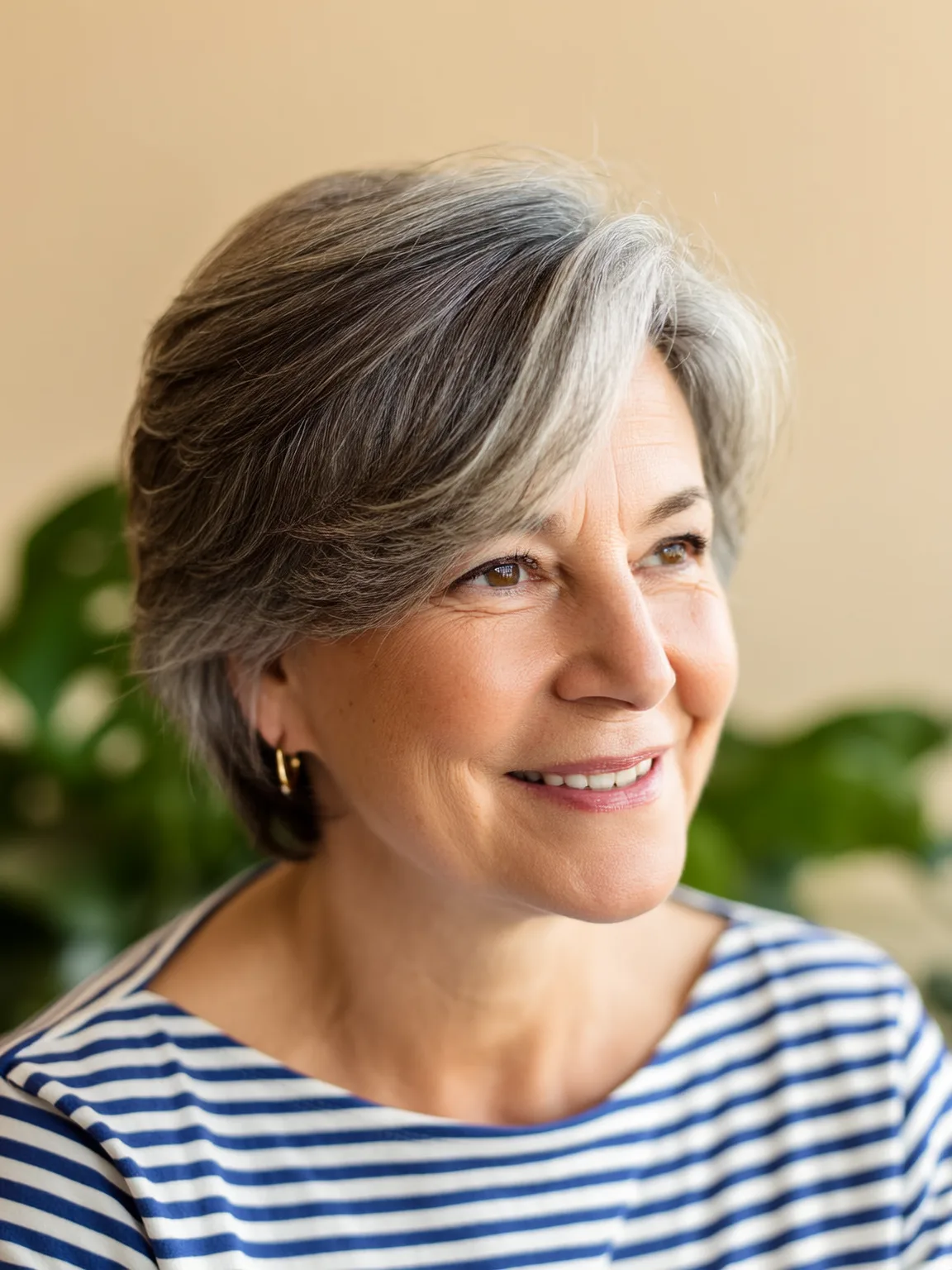 Classic Layered Silver Frost Cut with Side Bangs